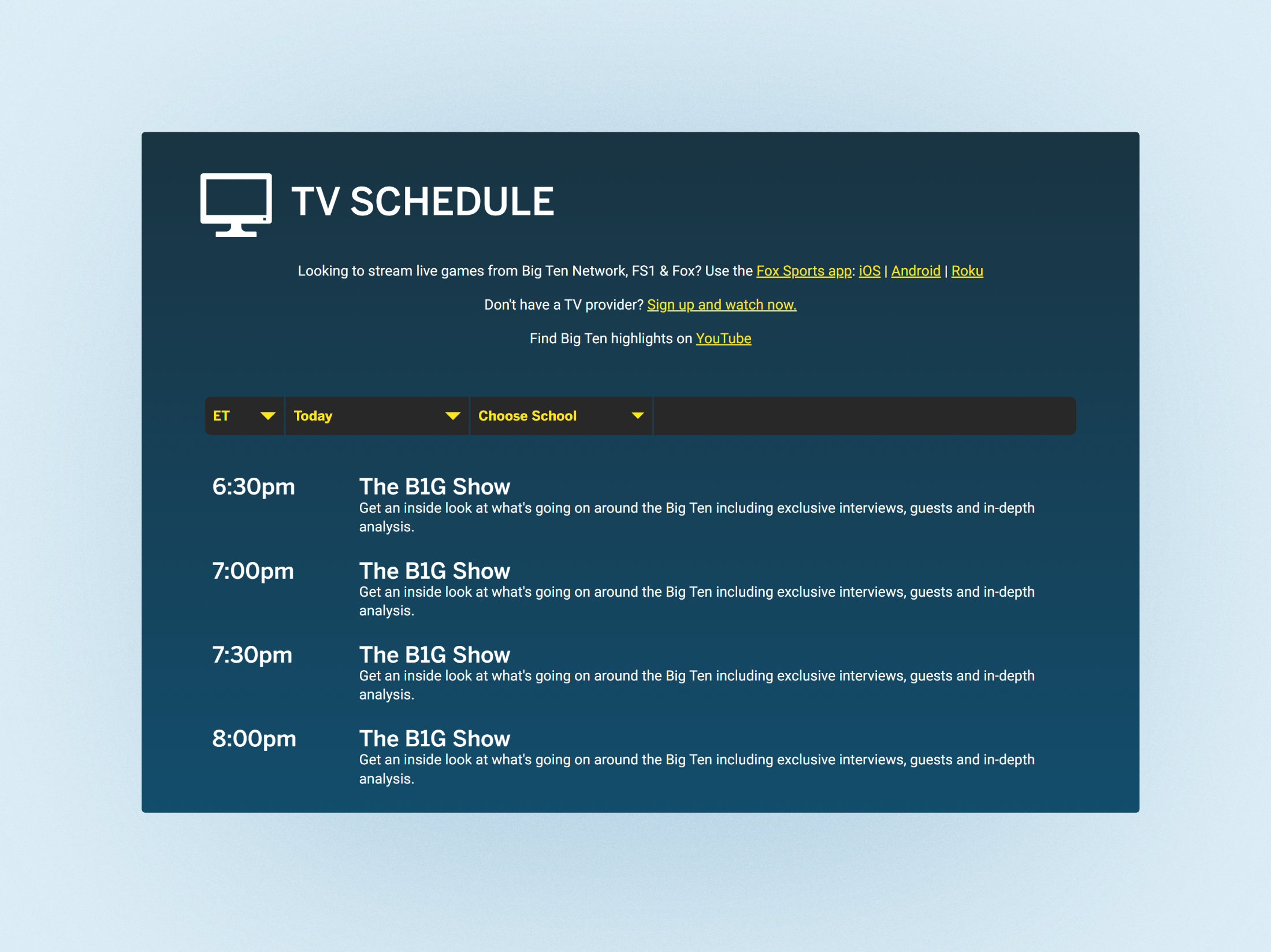 BTN case study - tv schedule
